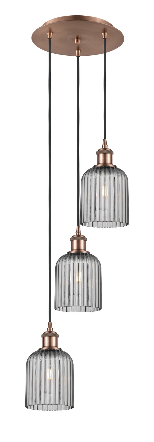 Three Light Pendant by Innovations - Ballston Collection, Antique Copper Finish - 113B-3P-AC-G559-5SM