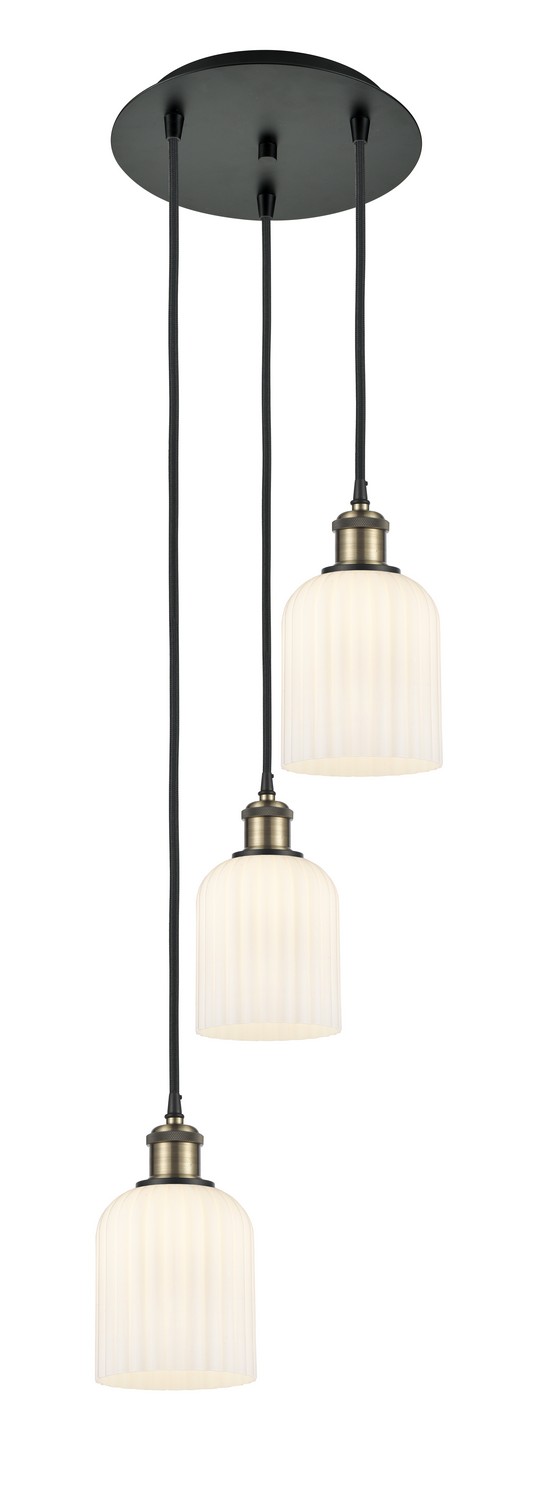 Three Light Pendant by Innovations - Ballston Collection, Black Antique Brass Finish - 113B-3P-BAB-G559-5GWH
