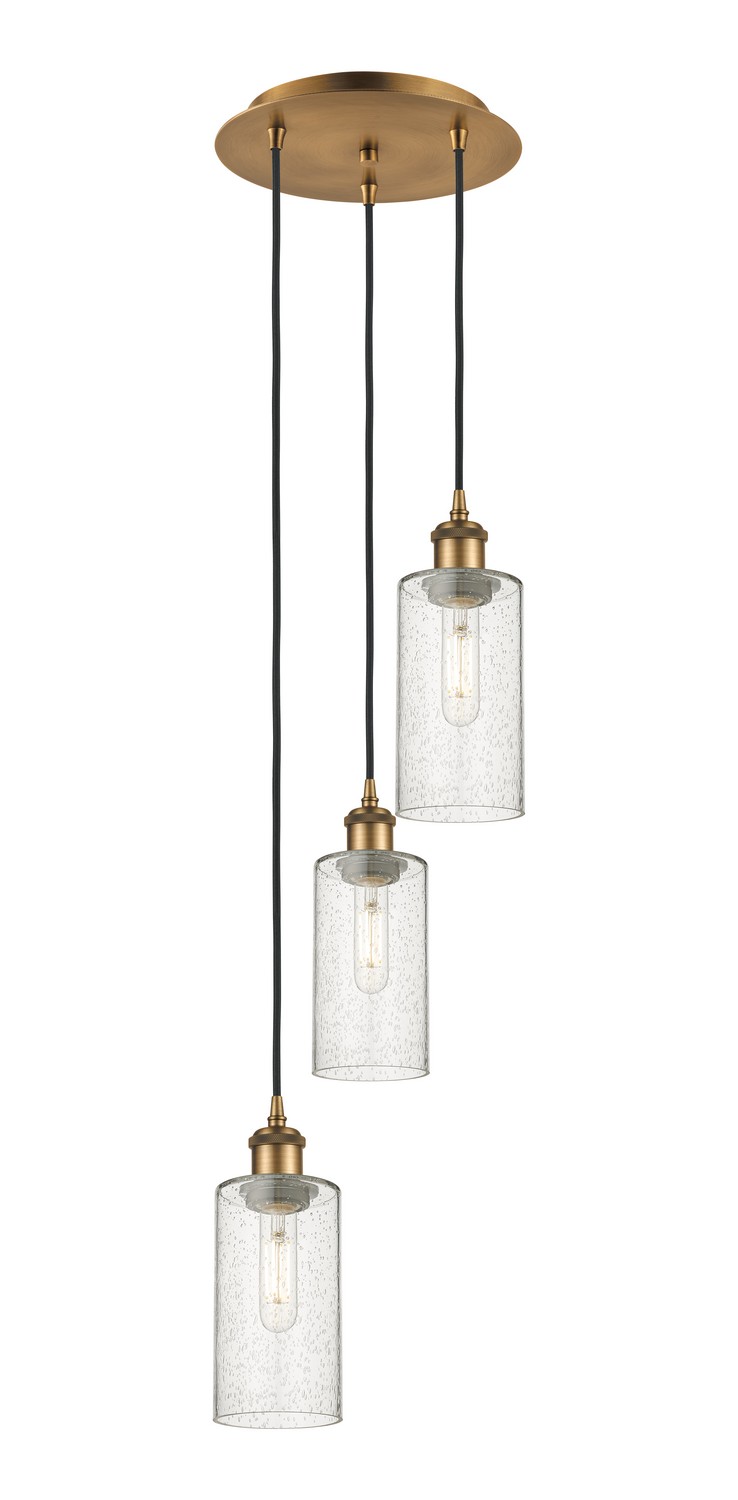 Three Light Pendant by Innovations - Downtown Urban Collection, Brushed Brass Finish - 113B-3P-BB-G434-7SDY