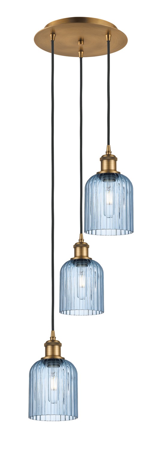 Three Light Pendant by Innovations - Ballston Collection, Brushed Brass Finish - 113B-3P-BB-G559-5BL