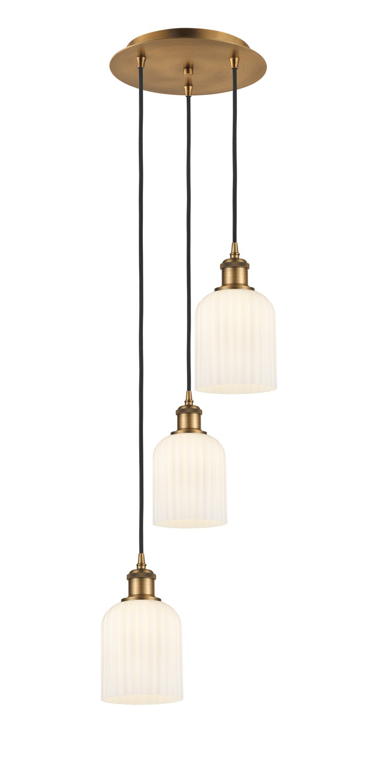 Three Light Pendant by Innovations - Ballston Collection, Brushed Brass Finish - 113B-3P-BB-G559-5GWH