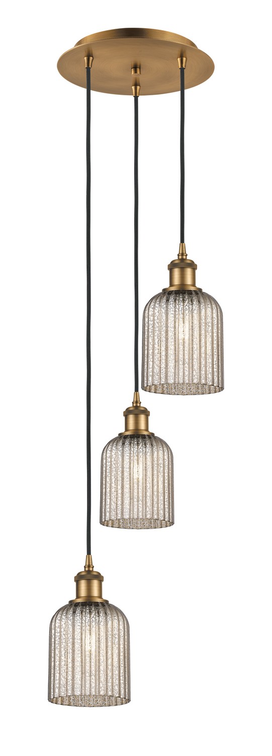 Three Light Pendant by Innovations - Ballston Collection, Brushed Brass Finish - 113B-3P-BB-G559-5ME