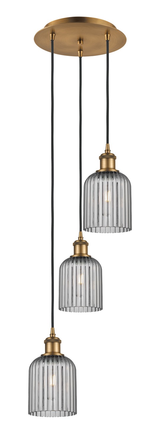 Three Light Pendant by Innovations - Ballston Collection, Brushed Brass Finish - 113B-3P-BB-G559-5SM
