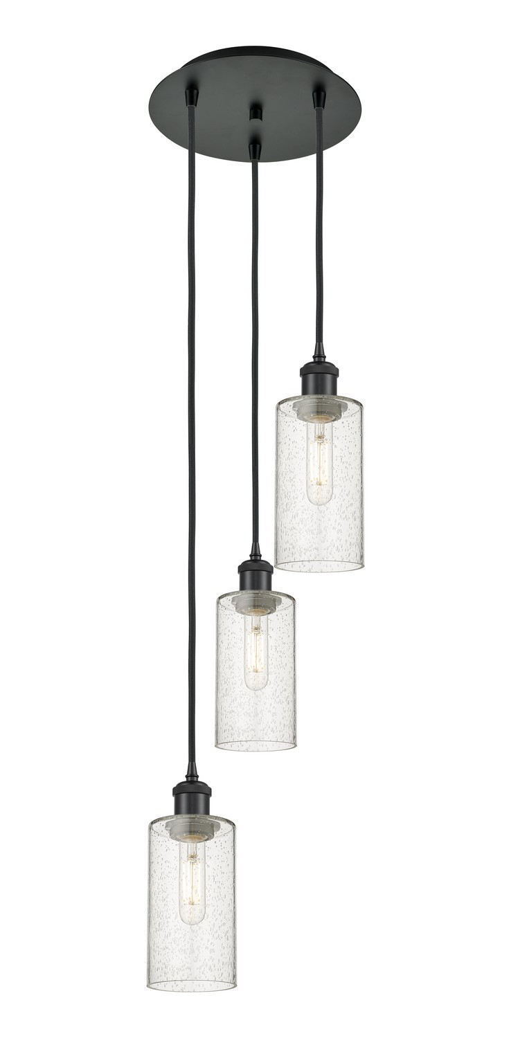 Three Light Pendant by Innovations - Downtown Urban Collection, Matte Black Finish - 113B-3P-BK-G434-7SDY