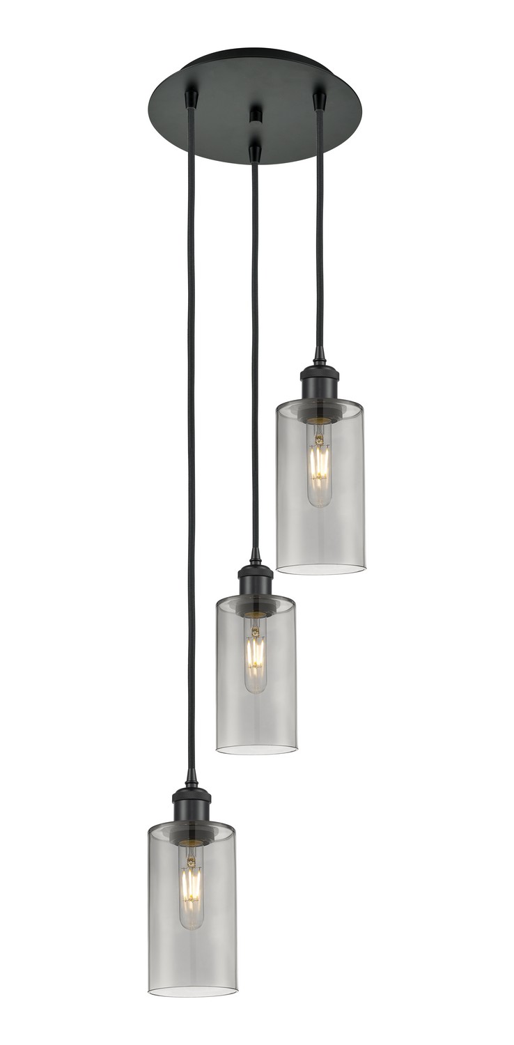 Three Light Pendant by Innovations - Downtown Urban Collection, Matte Black Finish - 113B-3P-BK-G434-7SM