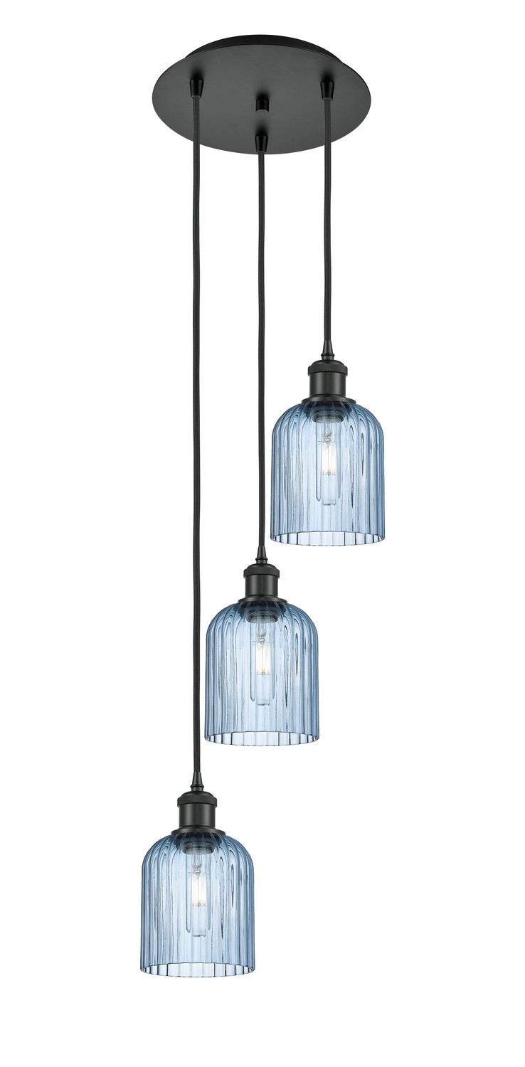 Three Light Pendant by Innovations - Ballston Collection, Matte Black Finish - 113B-3P-BK-G559-5BL