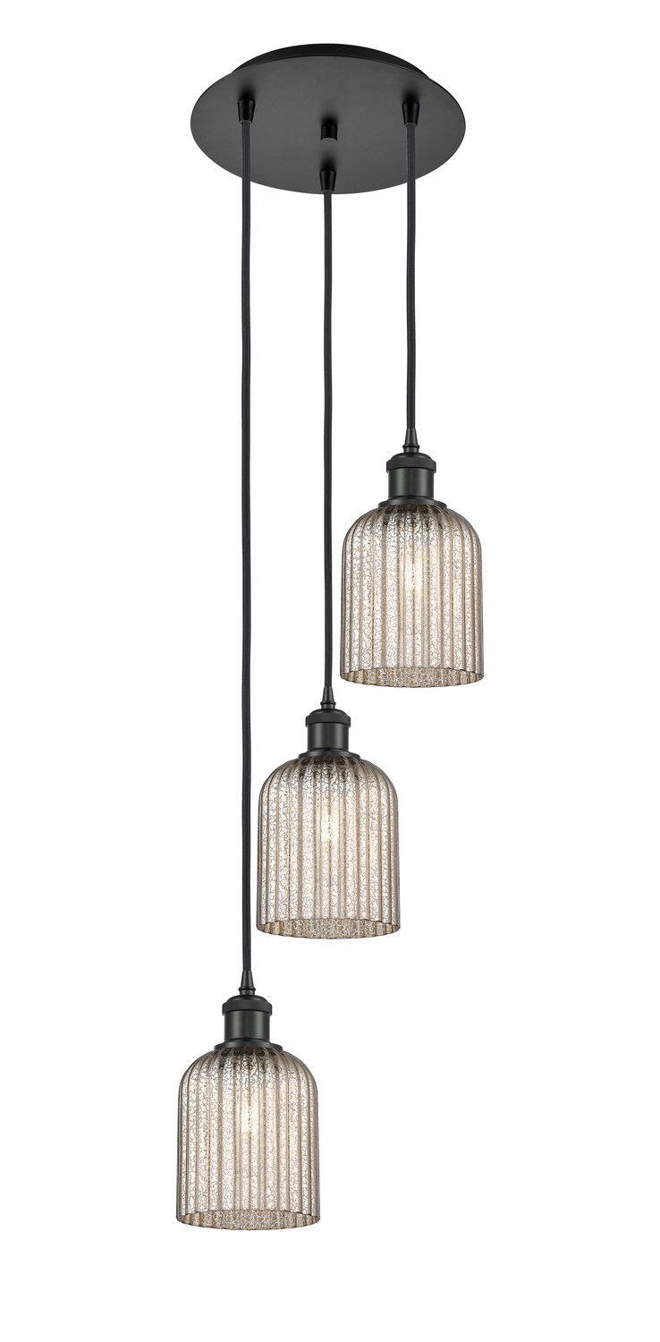 Three Light Pendant by Innovations - Ballston Collection, Matte Black Finish - 113B-3P-BK-G559-5ME