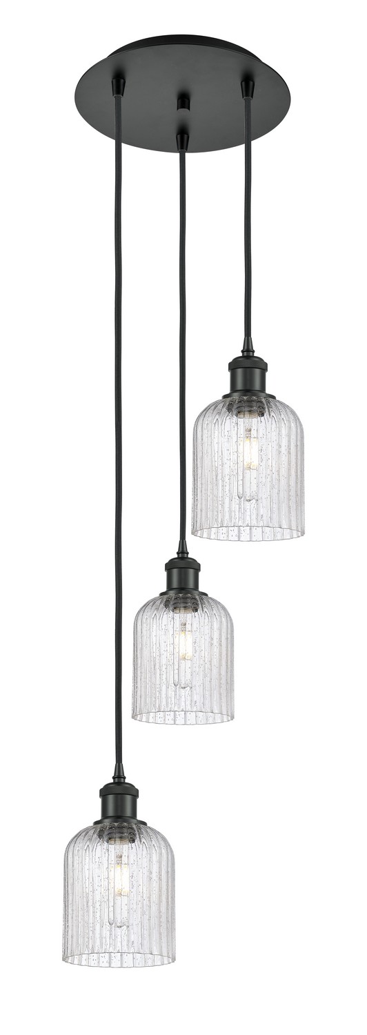 Three Light Pendant by Innovations - Ballston Collection, Matte Black Finish - 113B-3P-BK-G559-5SDY