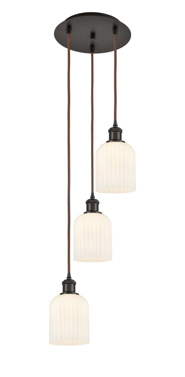 Three Light Pendant by Innovations - Ballston Collection, Oil Rubbed Bronze Finish - 113B-3P-OB-G559-5GWH