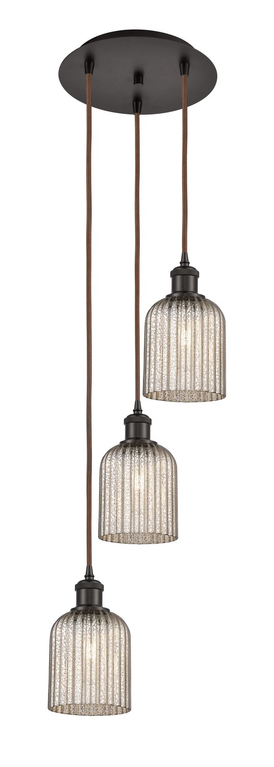 Three Light Pendant by Innovations - Ballston Collection, Oil Rubbed Bronze Finish - 113B-3P-OB-G559-5ME