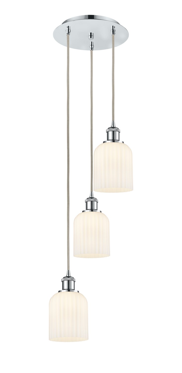 Three Light Pendant by Innovations - Ballston Collection, Polished Chrome Finish - 113B-3P-PC-G559-5GWH