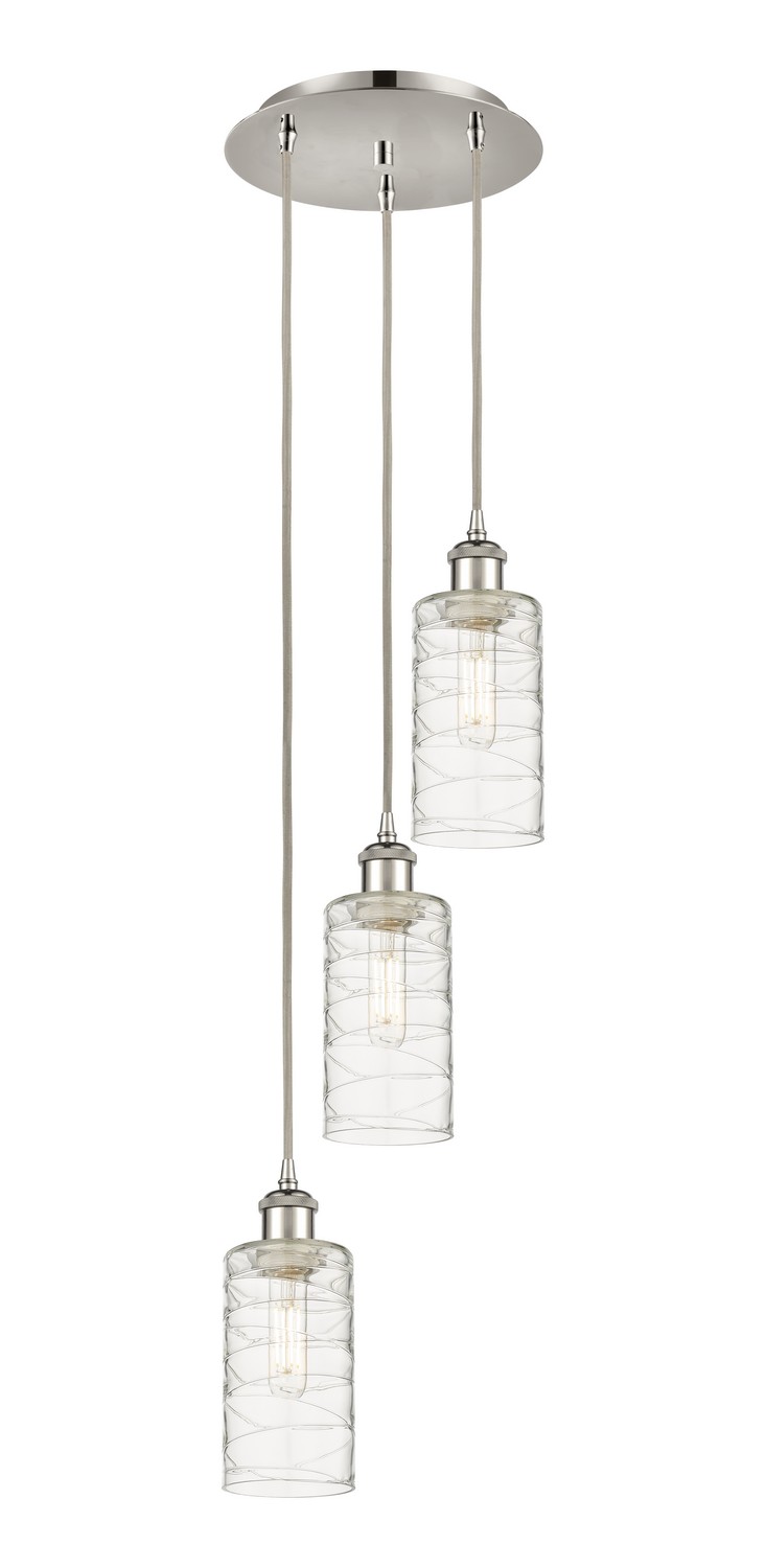 Three Light Pendant by Innovations - Downtown Urban Collection, Polished Nickel Finish - 113B-3P-PN-G434-7DE