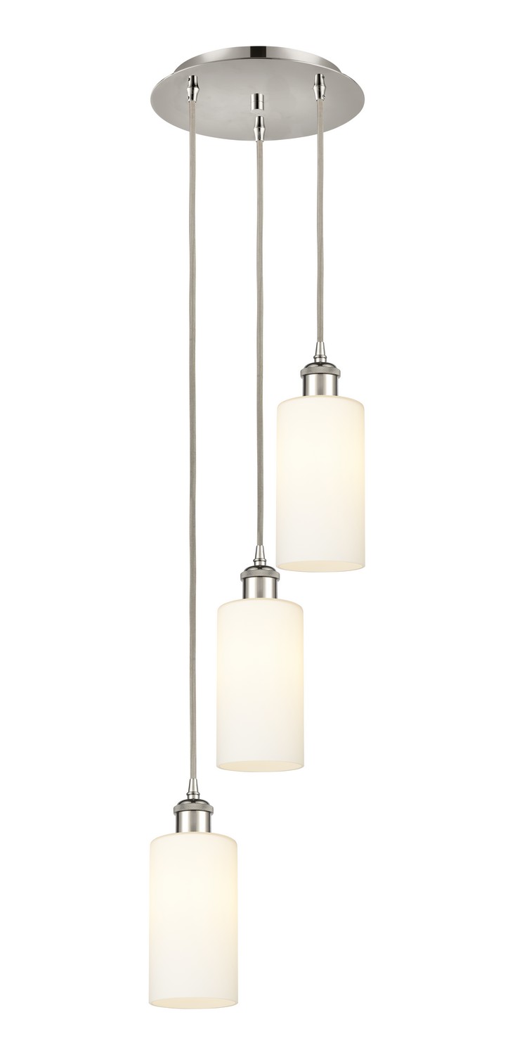 Three Light Pendant by Innovations - Downtown Urban Collection, Polished Nickel Finish - 113B-3P-PN-G434-7WH