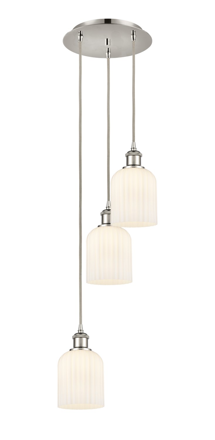 Three Light Pendant by Innovations - Ballston Collection, Polished Nickel Finish - 113B-3P-PN-G559-5GWH