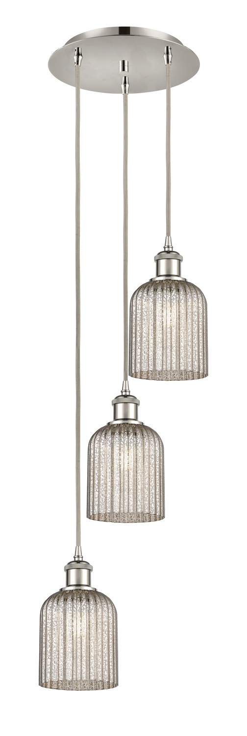 Three Light Pendant by Innovations - Ballston Collection, Polished Nickel Finish - 113B-3P-PN-G559-5ME