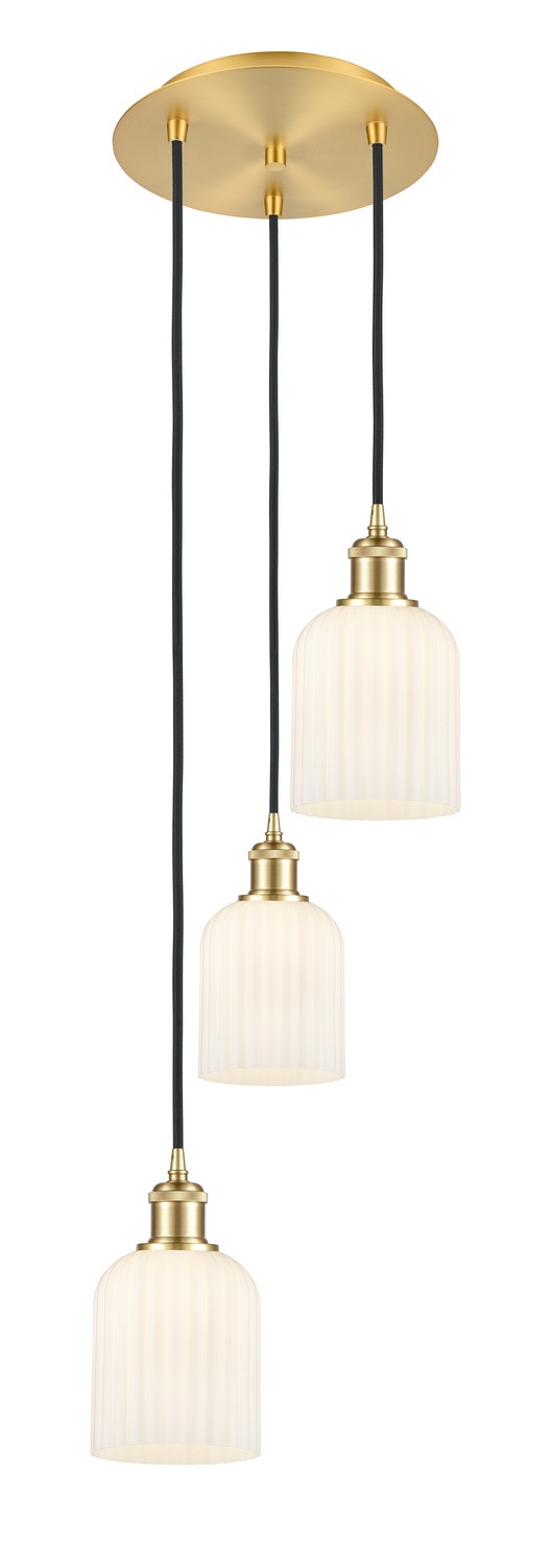 Three Light Pendant by Innovations - Ballston Collection, Satin Gold Finish - 113B-3P-SG-G559-5GWH