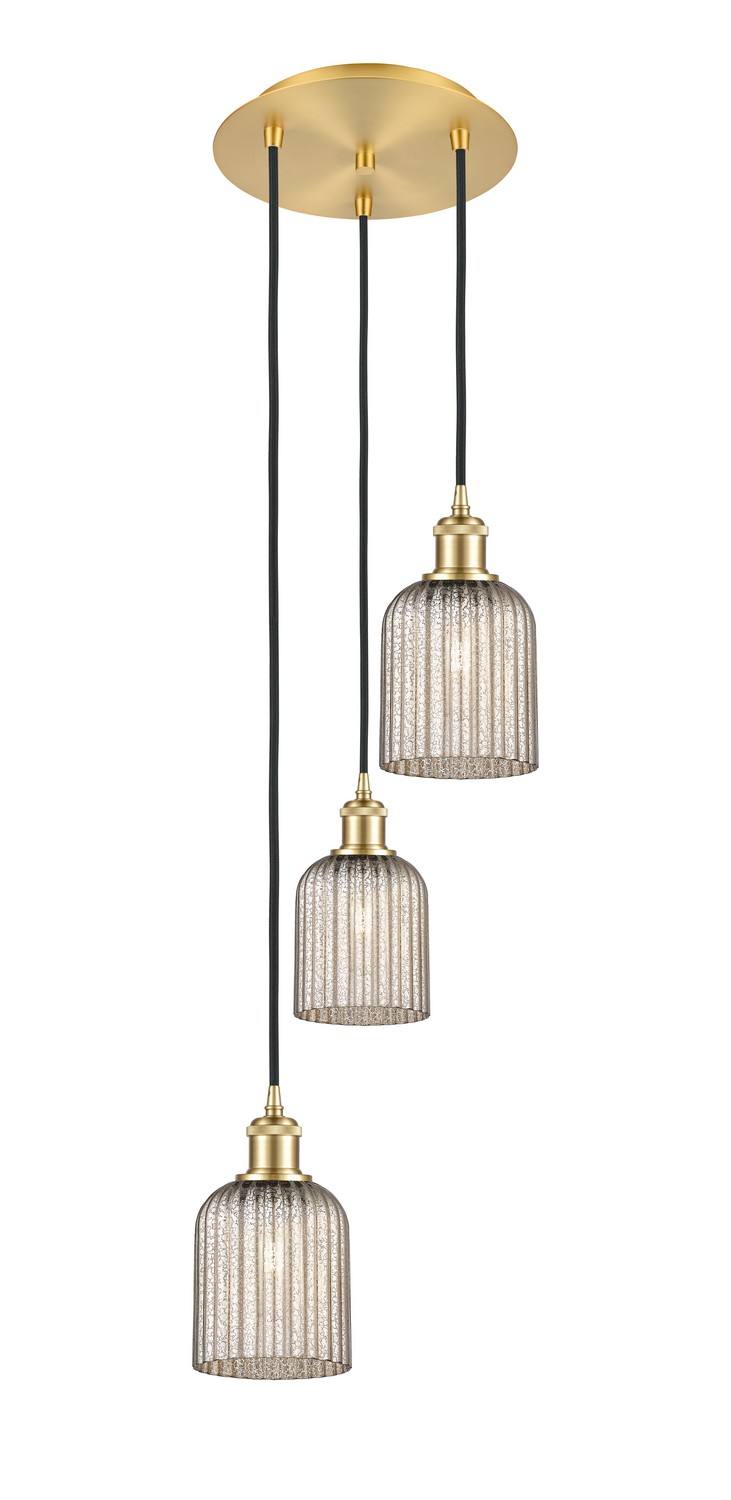 Three Light Pendant by Innovations - Ballston Collection, Satin Gold Finish - 113B-3P-SG-G559-5ME
