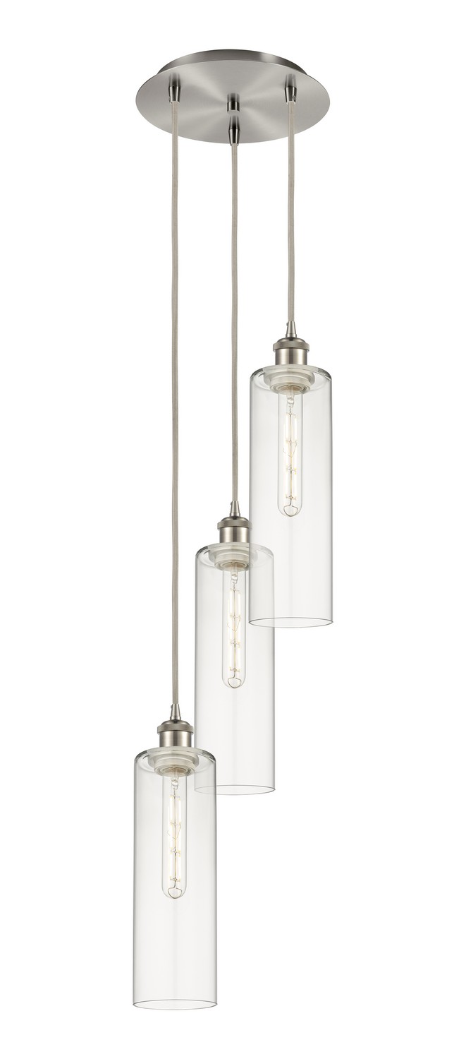 Three Light Pendant by Innovations - Ballston Collection, Brushed Satin Nickel Finish - 113B-3P-SN-G434-12CL