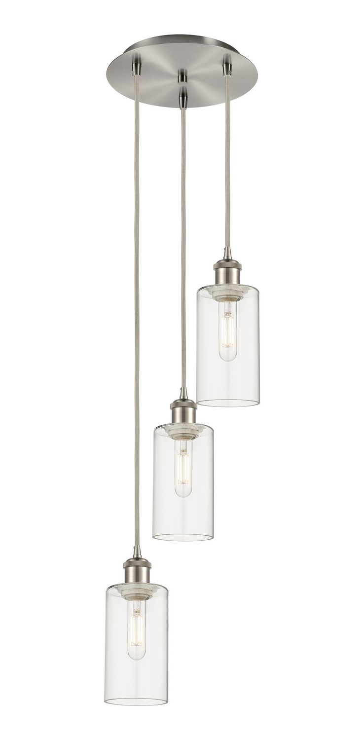 Three Light Pendant by Innovations - Downtown Urban Collection, Brushed Satin Nickel Finish - 113B-3P-SN-G434-7CL