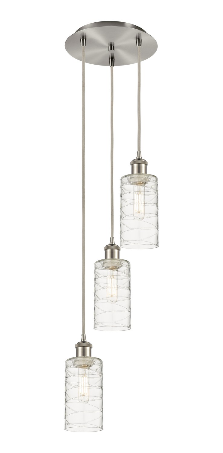 Three Light Pendant by Innovations - Downtown Urban Collection, Brushed Satin Nickel Finish - 113B-3P-SN-G434-7DE