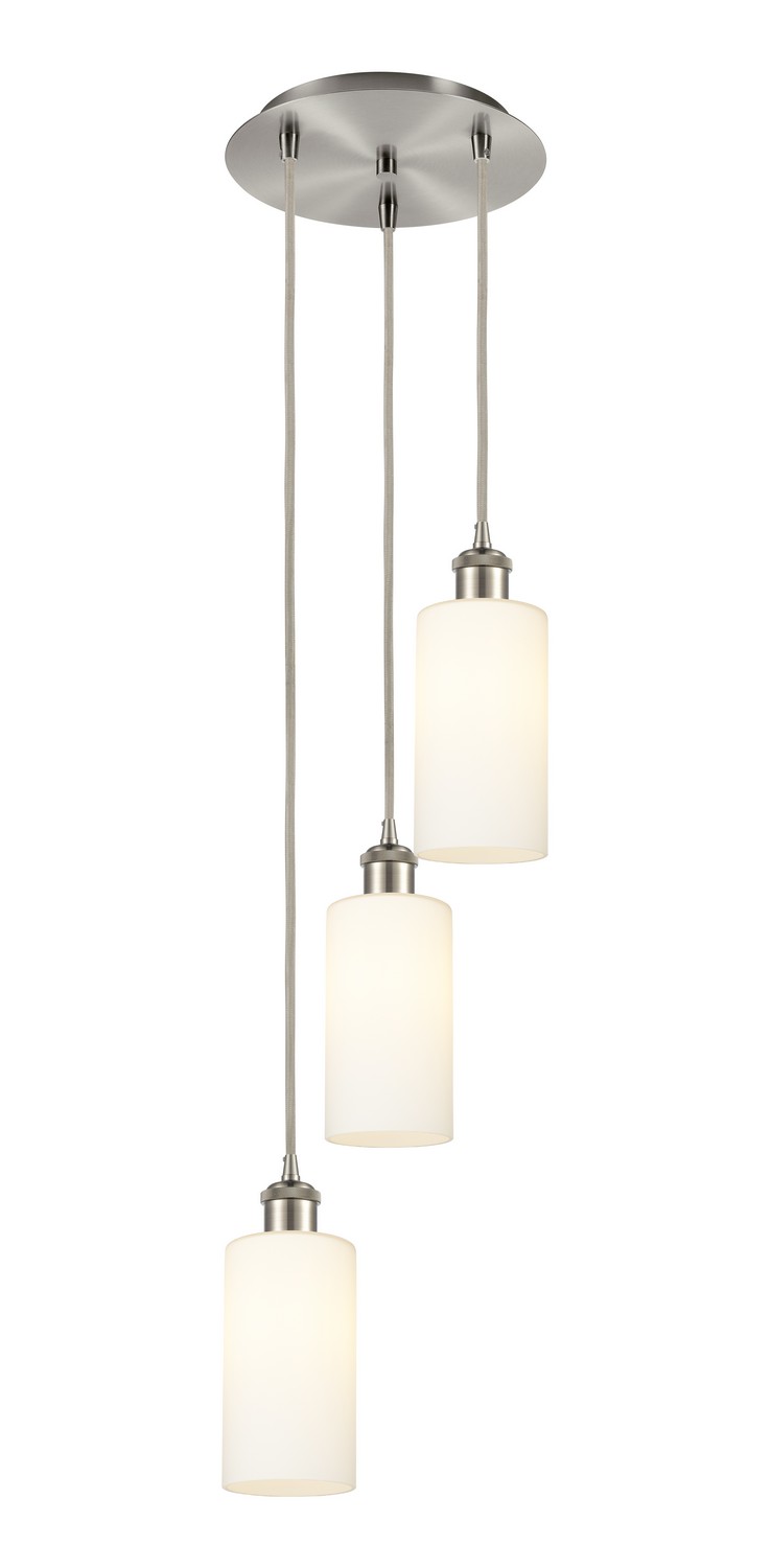 Three Light Pendant by Innovations - Downtown Urban Collection, Brushed Satin Nickel Finish - 113B-3P-SN-G434-7WH