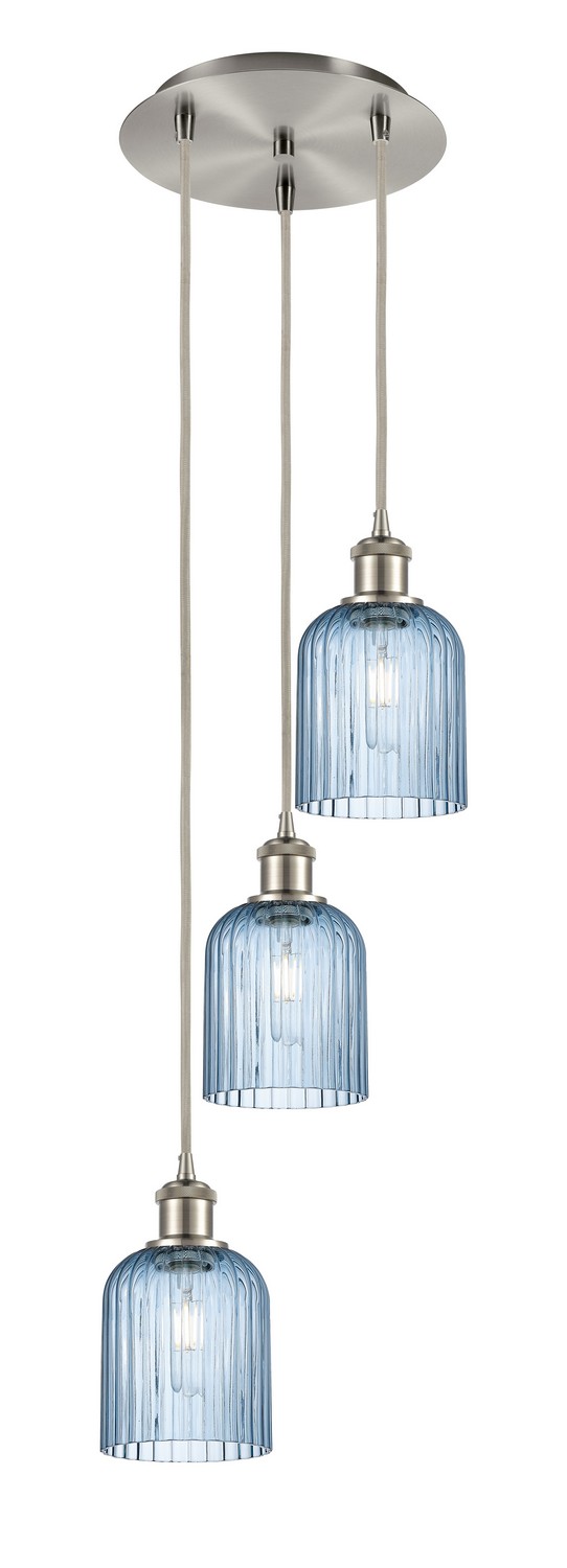 Three Light Pendant by Innovations - Ballston Collection, Brushed Satin Nickel Finish - 113B-3P-SN-G559-5BL