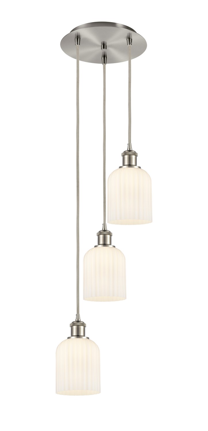 Three Light Pendant by Innovations - Ballston Collection, Brushed Satin Nickel Finish - 113B-3P-SN-G559-5GWH