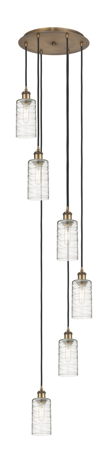 Six Light Pendant by Innovations - Downtown Urban Collection, Brushed Brass Finish - 116B-6P-BB-G434-7DE