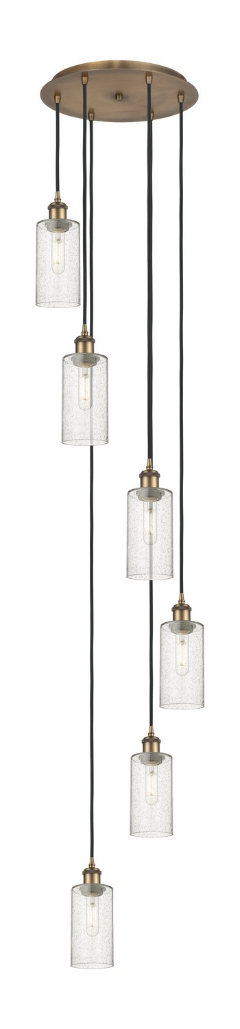 Six Light Pendant by Innovations - Downtown Urban Collection, Brushed Brass Finish - 116B-6P-BB-G434-7SDY