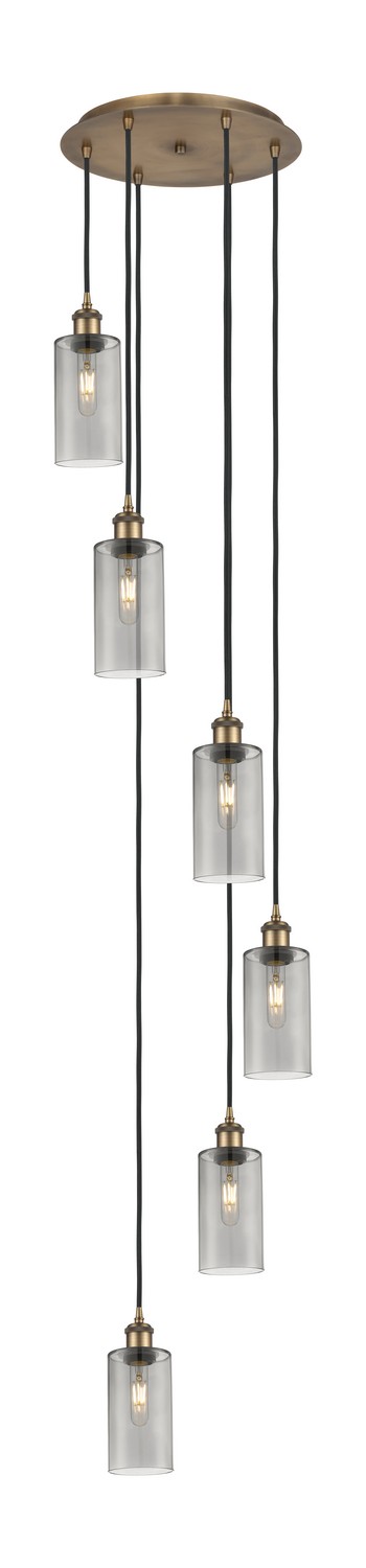Six Light Pendant by Innovations - Downtown Urban Collection, Brushed Brass Finish - 116B-6P-BB-G434-7SM