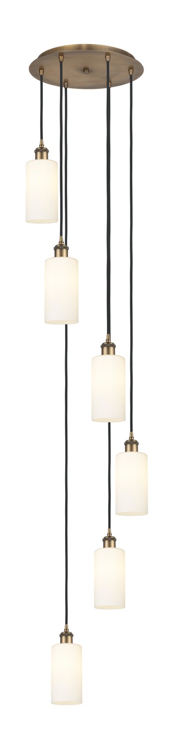 Six Light Pendant by Innovations - Downtown Urban Collection, Brushed Brass Finish - 116B-6P-BB-G434-7WH