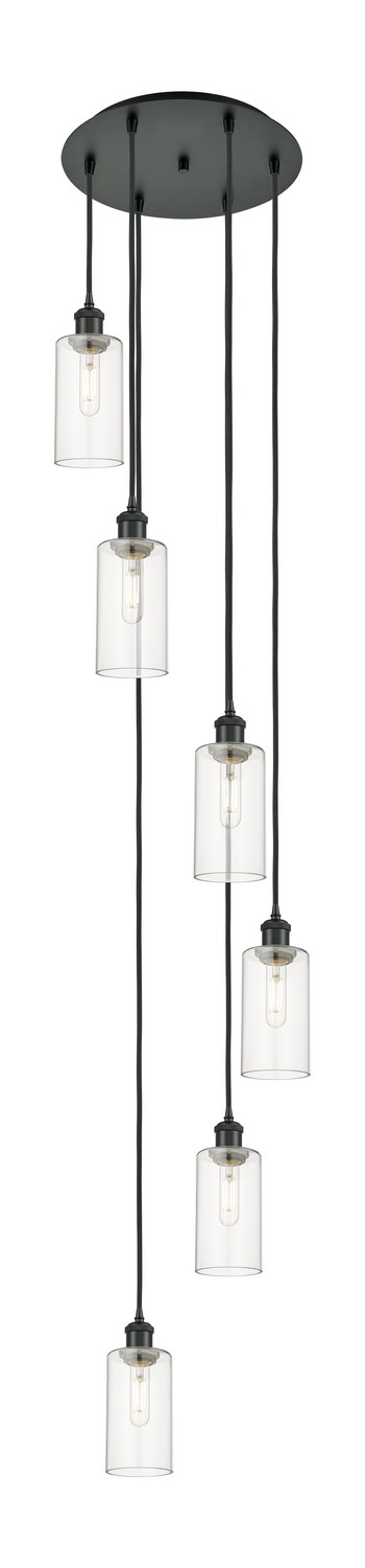 Six Light Pendant by Innovations - Downtown Urban Collection, Matte Black Finish - 116B-6P-BK-G434-7CL