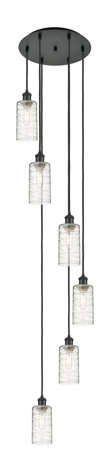 Six Light Pendant by Innovations - Downtown Urban Collection, Matte Black Finish - 116B-6P-BK-G434-7DE