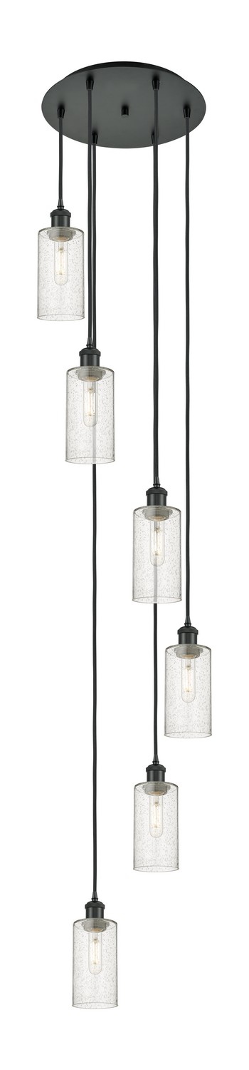 Six Light Pendant by Innovations - Downtown Urban Collection, Matte Black Finish - 116B-6P-BK-G434-7SDY