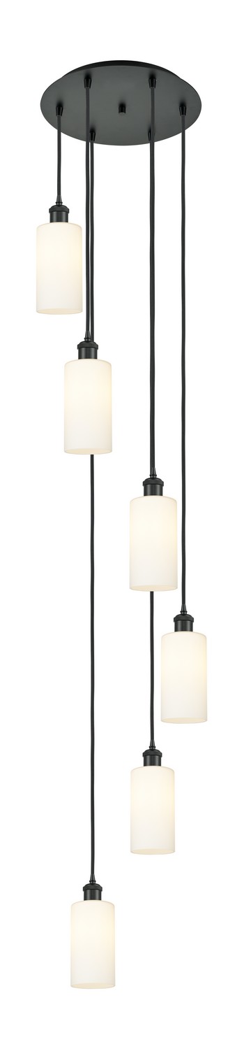 Six Light Pendant by Innovations - Downtown Urban Collection, Matte Black Finish - 116B-6P-BK-G434-7WH