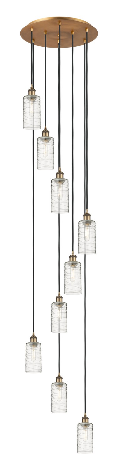 Nine Light Pendant by Innovations - Downtown Urban Collection, Brushed Brass Finish - 119B-9P-BB-G434-7DE