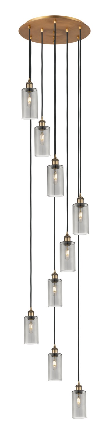 Nine Light Pendant by Innovations - Downtown Urban Collection, Brushed Brass Finish - 119B-9P-BB-G434-7SM
