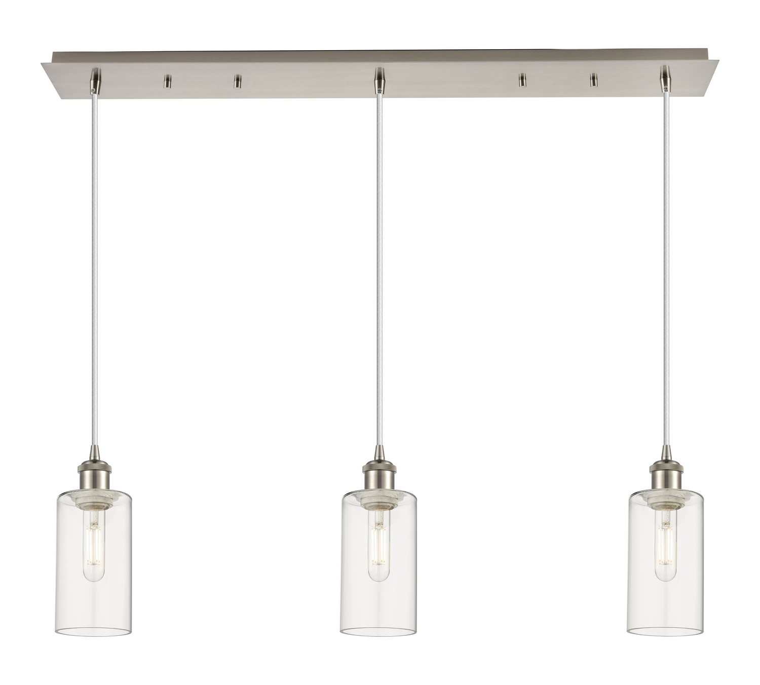 Three Light Linear Pendant by Innovations - Downtown Urban Collection, Brushed Satin Nickel Finish - 123B-3P-SN-G434-7CL