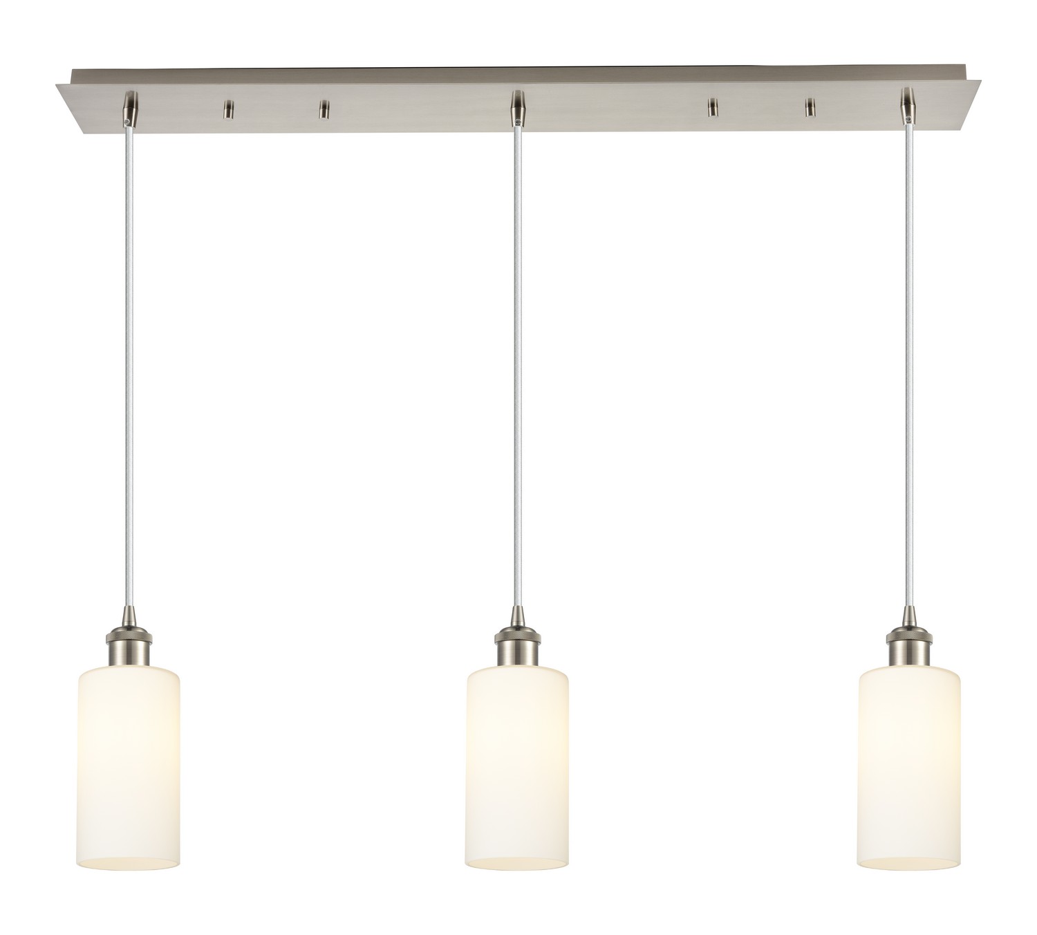 Three Light Linear Pendant by Innovations - Downtown Urban Collection, Brushed Satin Nickel Finish - 123B-3P-SN-G434-7WH