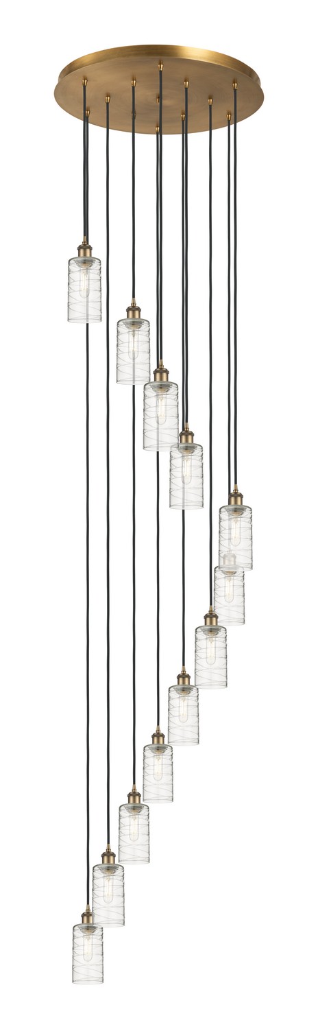 12 Light Pendant by Innovations - Downtown Urban Collection, Brushed Brass Finish - 126B-12P-BB-G434-7DE