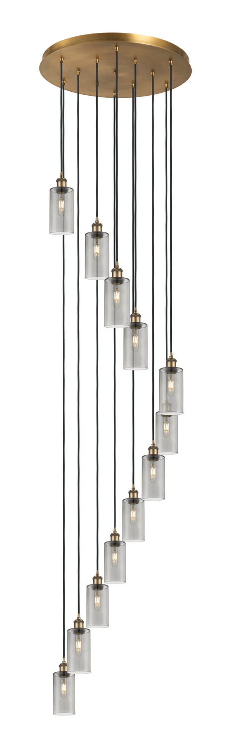 12 Light Pendant by Innovations - Downtown Urban Collection, Brushed Brass Finish - 126B-12P-BB-G434-7SM