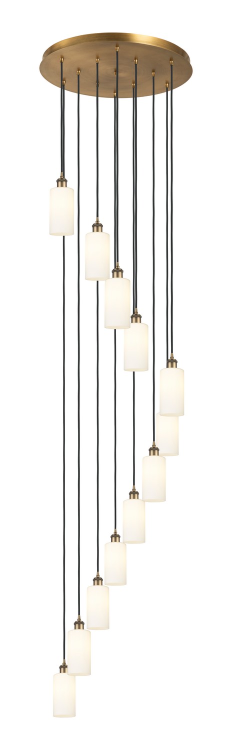 12 Light Pendant by Innovations - Downtown Urban Collection, Brushed Brass Finish - 126B-12P-BB-G434-7WH