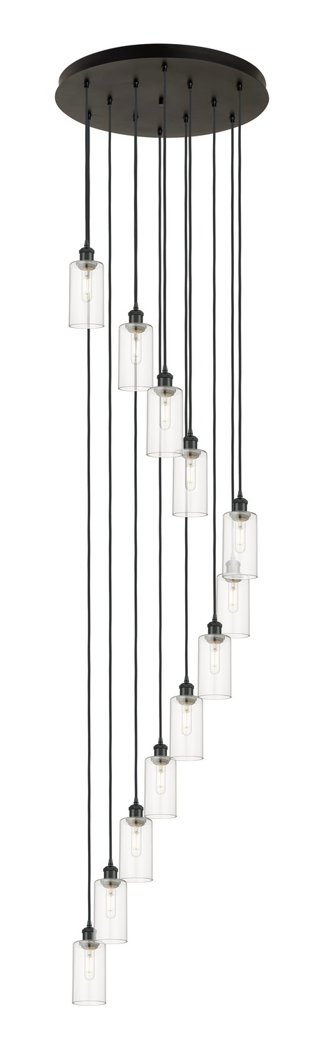 12 Light Pendant by Innovations - Downtown Urban Collection, Matte Black Finish - 126B-12P-BK-G434-7CL