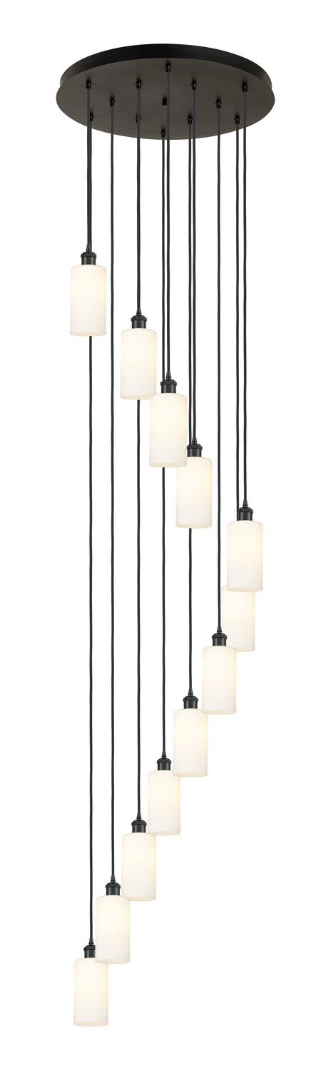 12 Light Pendant by Innovations - Downtown Urban Collection, Matte Black Finish - 126B-12P-BK-G434-7WH