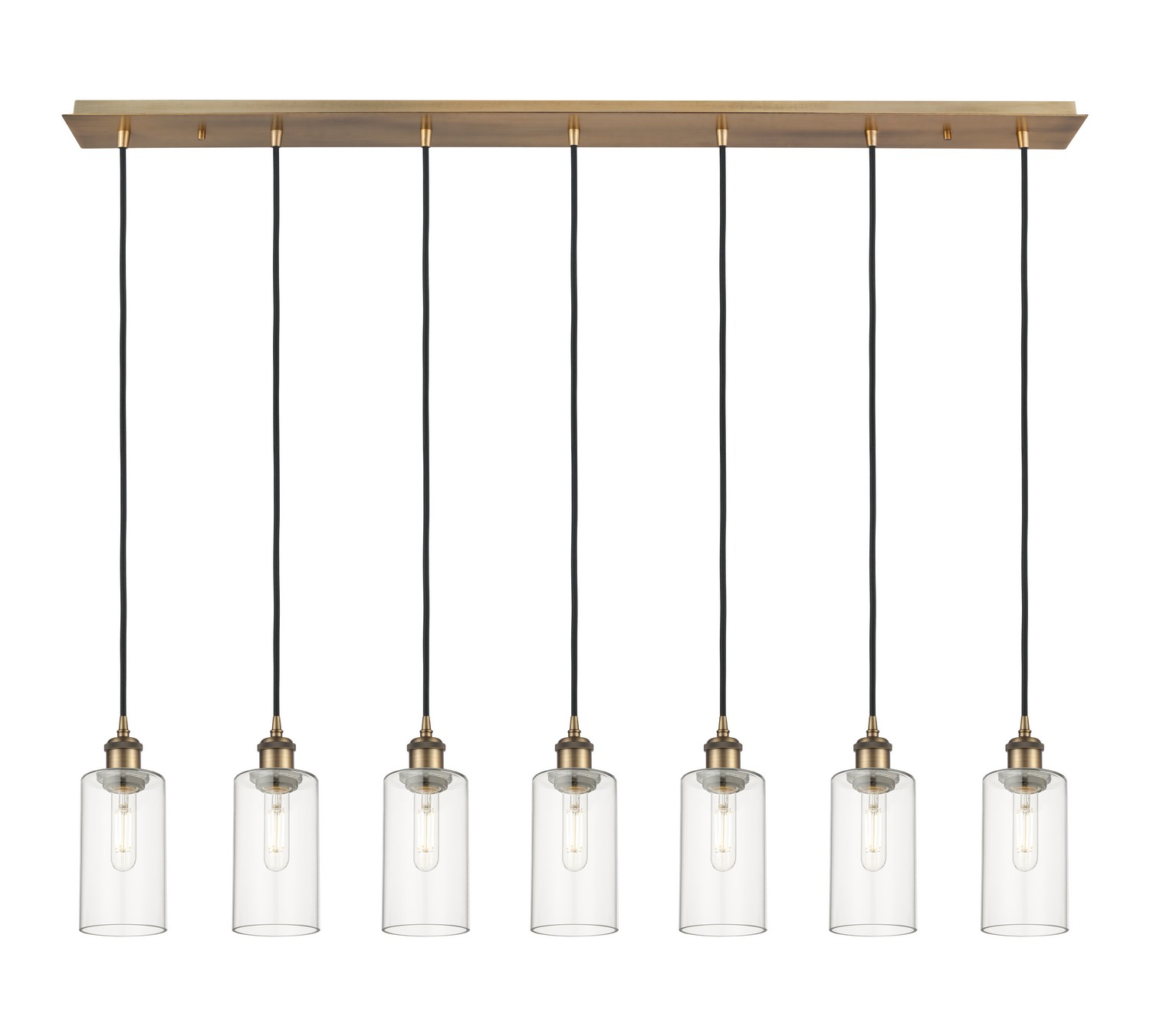 Seven Light Linear Pendant by Innovations - Downtown Urban Collection, Brushed Brass Finish - 127B-7P-BB-G434-7CL
