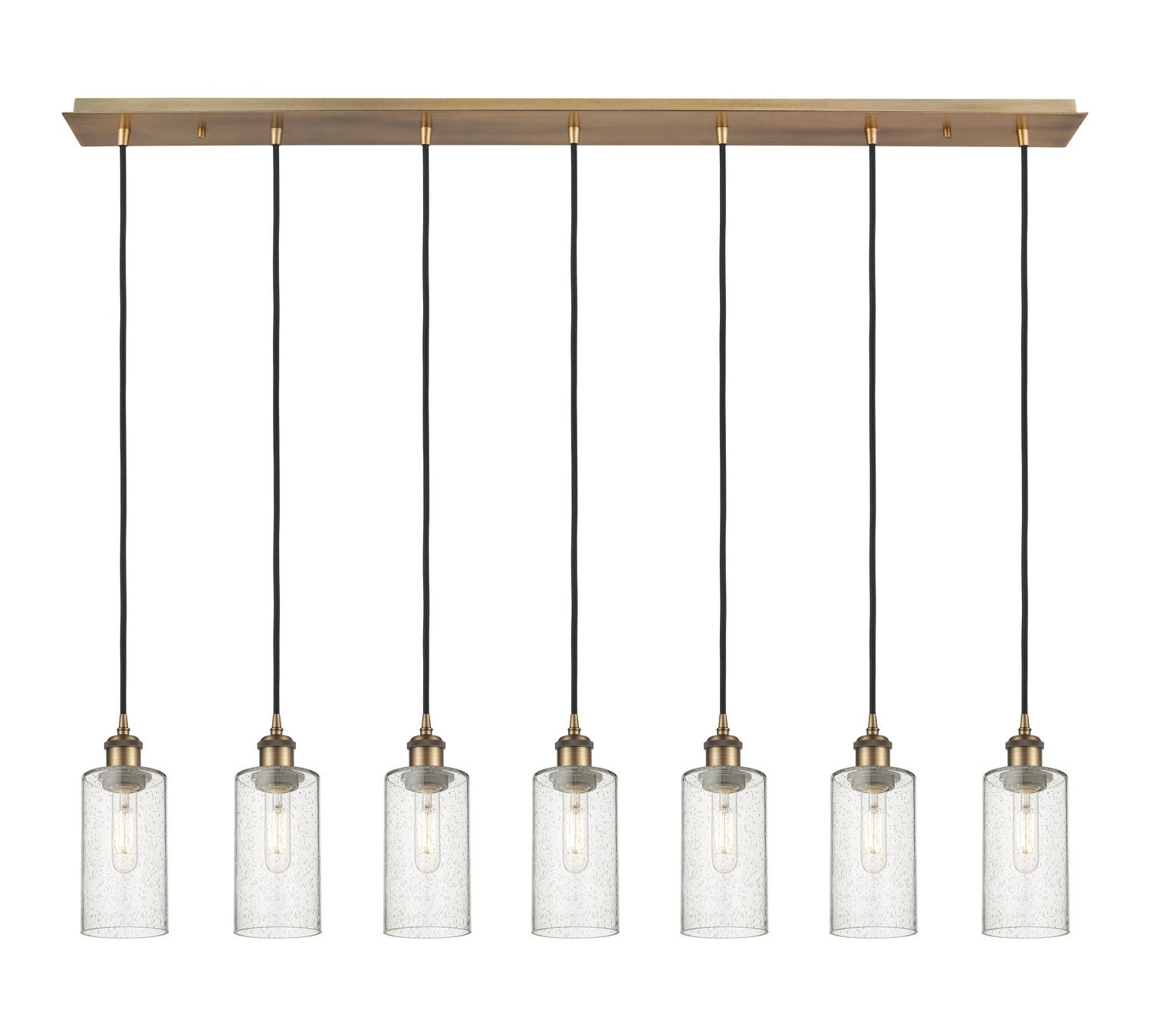 Seven Light Linear Pendant by Innovations - Downtown Urban Collection, Brushed Brass Finish - 127B-7P-BB-G434-7SDY