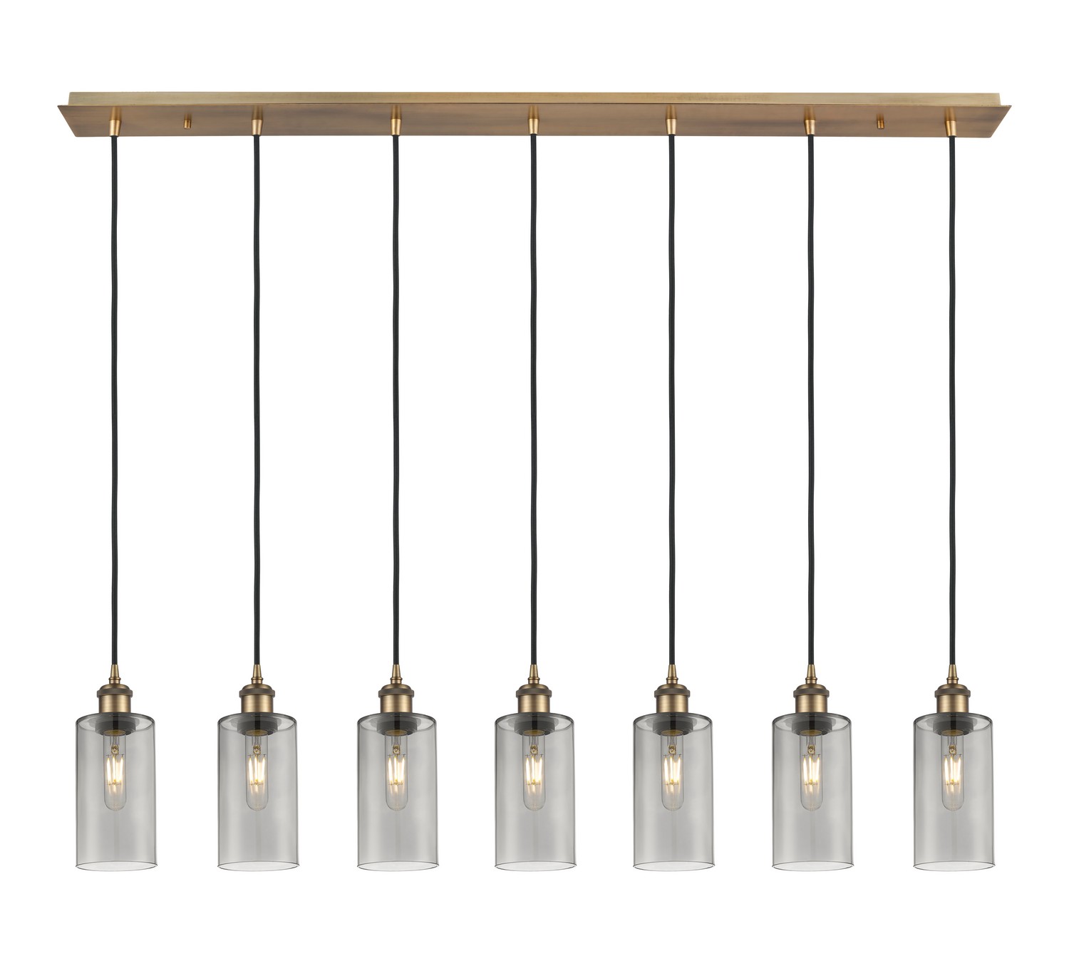 Seven Light Linear Pendant by Innovations - Downtown Urban Collection, Brushed Brass Finish - 127B-7P-BB-G434-7SM