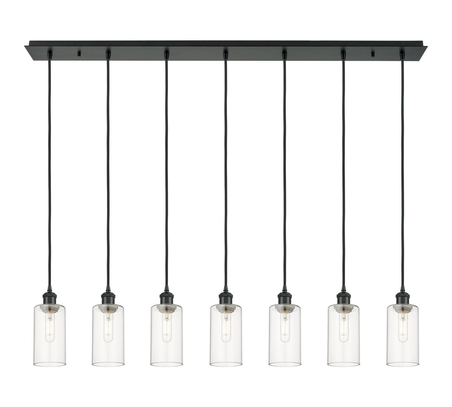 Seven Light Linear Pendant by Innovations - Downtown Urban Collection, Matte Black Finish - 127B-7P-BK-G434-7CL