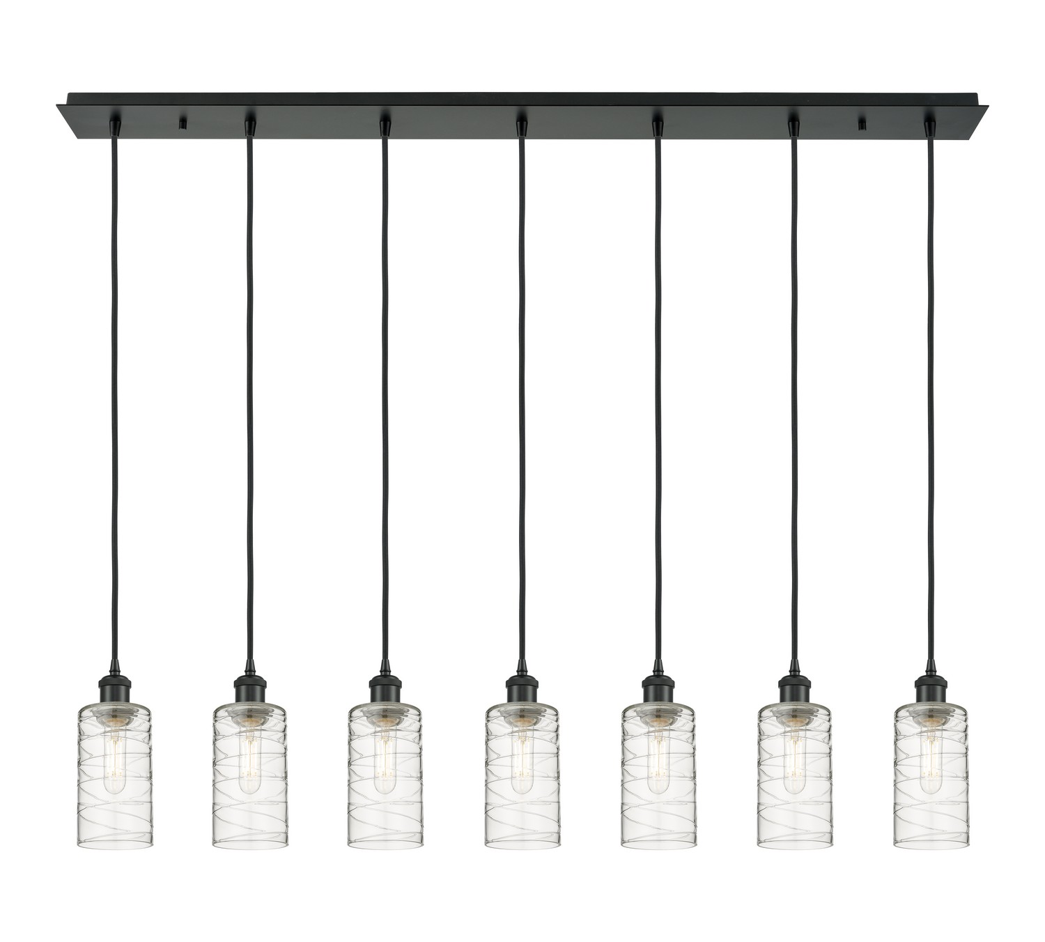 Seven Light Linear Pendant by Innovations - Downtown Urban Collection, Matte Black Finish - 127B-7P-BK-G434-7DE