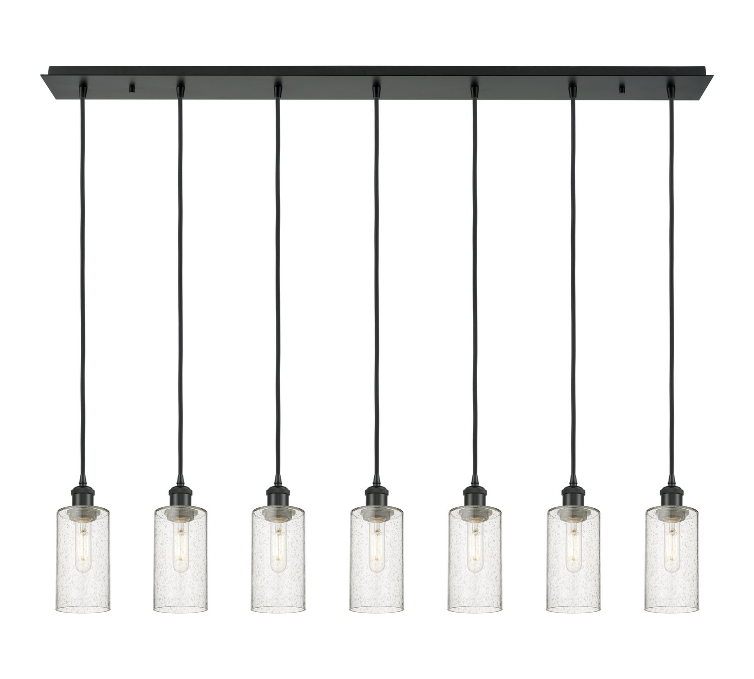 Seven Light Linear Pendant by Innovations - Downtown Urban Collection, Matte Black Finish - 127B-7P-BK-G434-7SDY